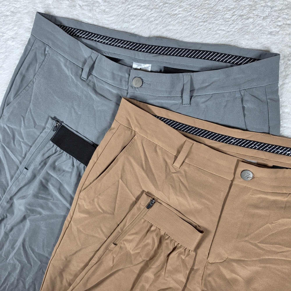 2 Pack! Primo Golf Jogger Mens 36 Regular Grey Brown Grip Waist Stretch Tapered